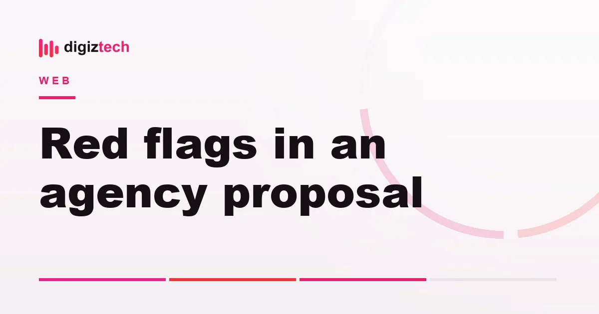 agency proposal red flags - Flat illustration of a document with a warning triangle and a magnifying glass