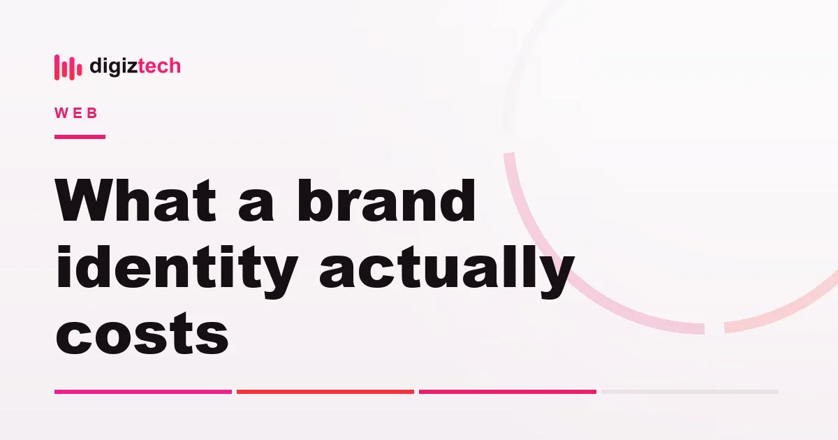brand identity cost - Flat illustration of a colour swatch fan, an abstract logo mark and a price tag
