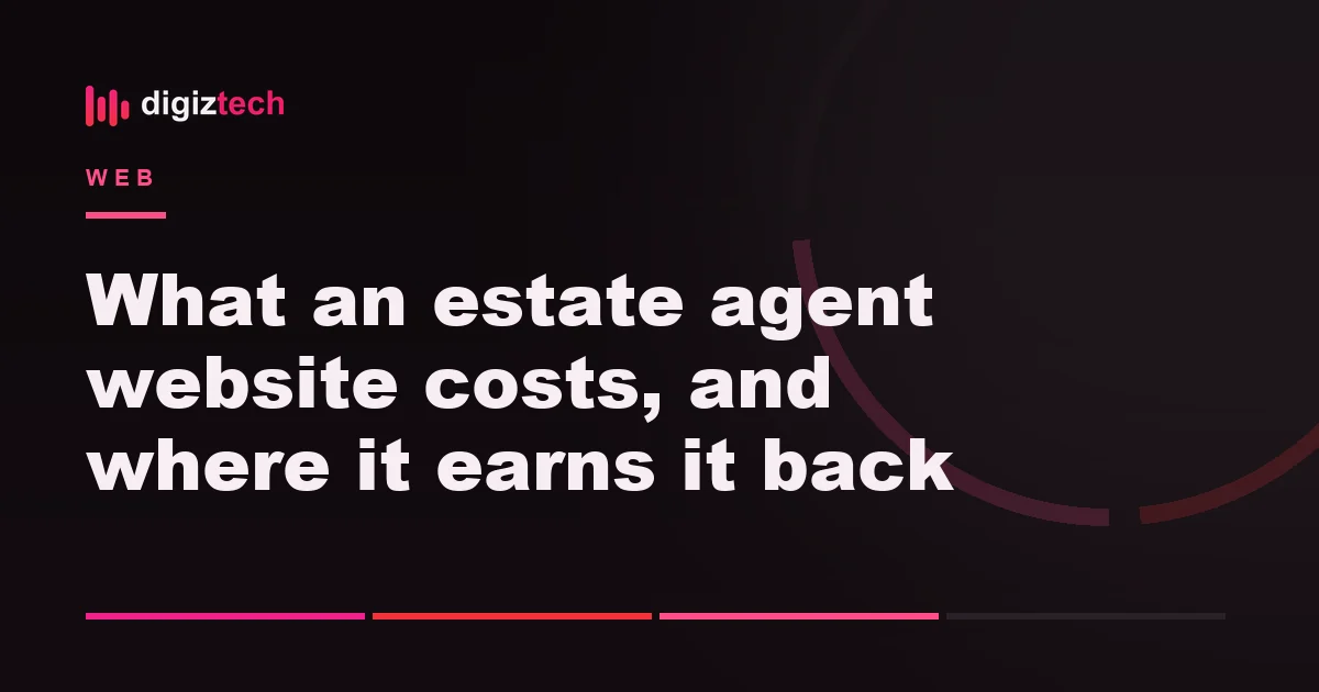 estate agent website cost - Flat illustration of a browser window with a house outline and a key