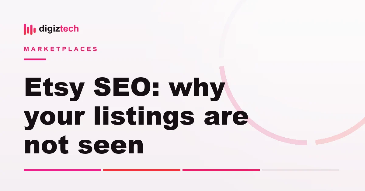 etsy seo listings - Flat illustration of a magnifying glass over a product card and a tag