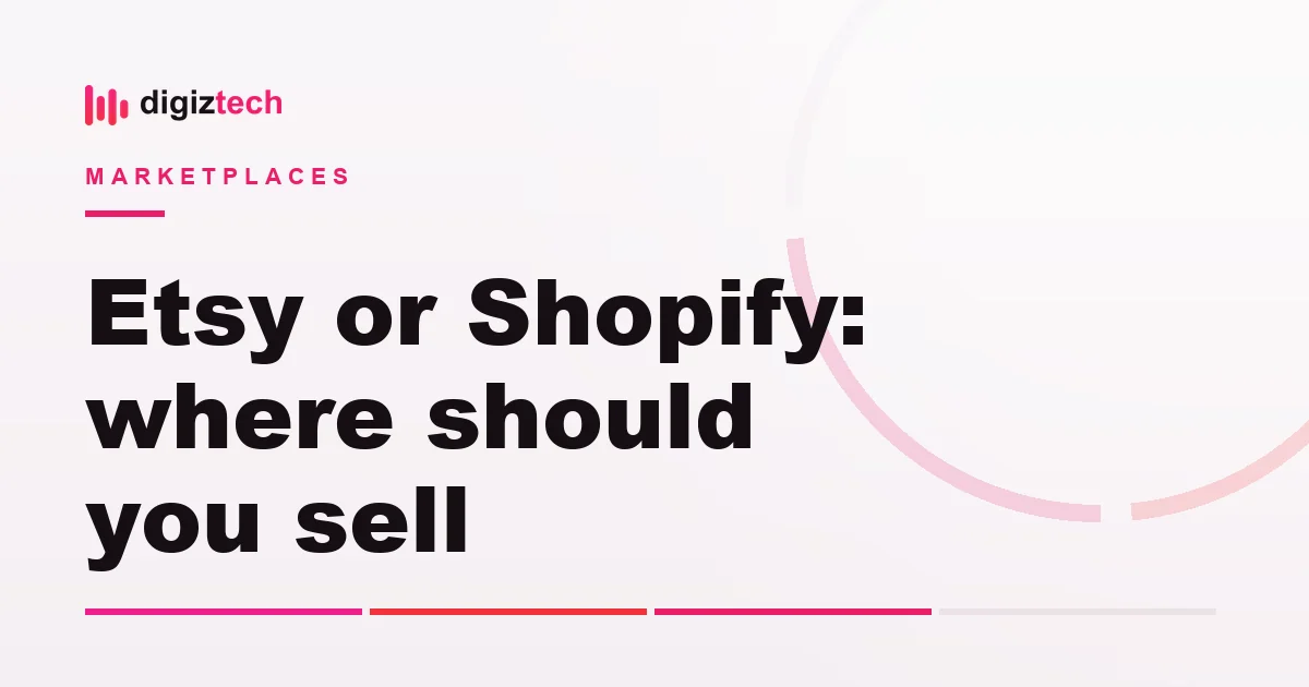 etsy vs shopify - Flat illustration of a market stall, a shop front and a balance scale
