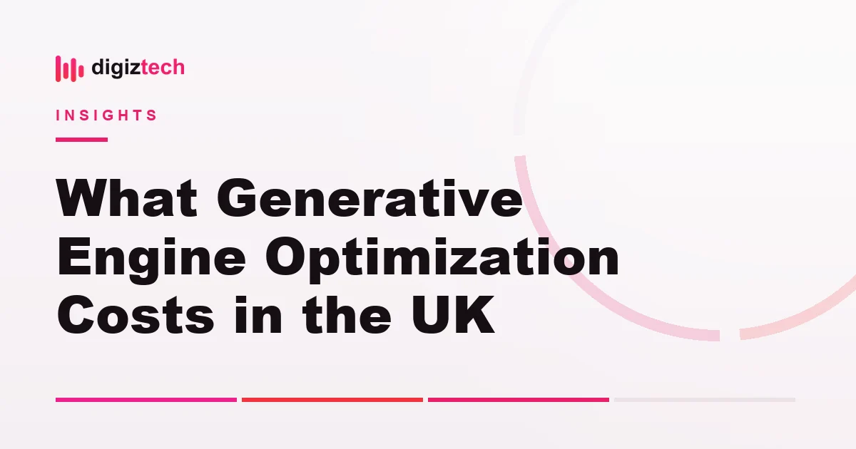 generative engine optimization cost - Flat illustration of a price tag, chat bubble and chart