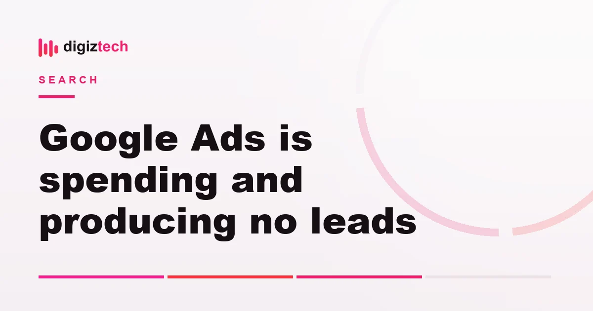 google ads no leads - Flat illustration of a falling line chart, an empty tray and a magnifying glass