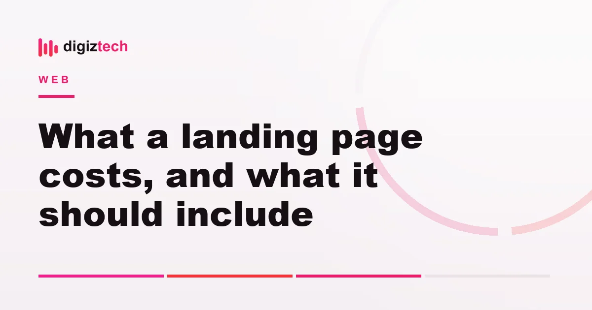 landing page design cost - Flat illustration of a browser card containing a form and button, with a price tag