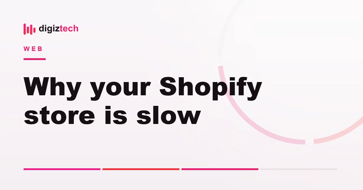 shopify store slow - Flat illustration of a shopping bag, a speedometer and a stopwatch